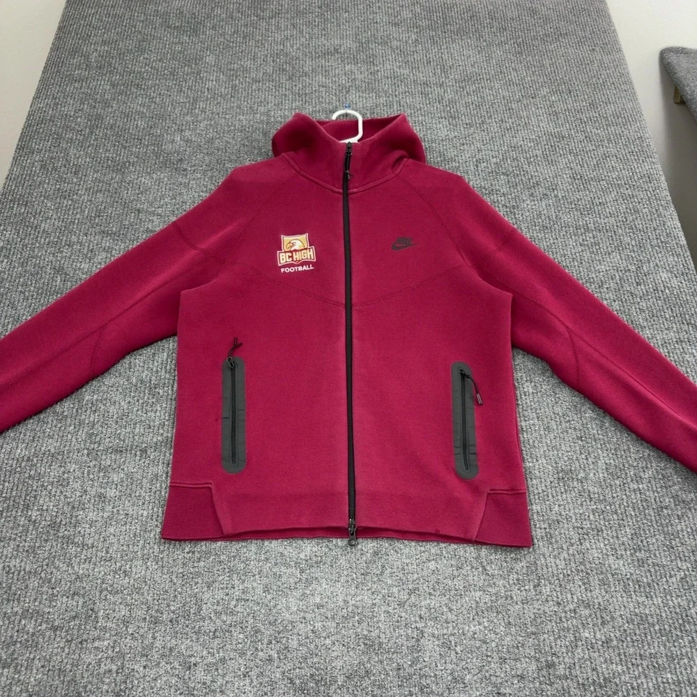 BC High Football Nike Full Zip Hoodie Mens L Maroon Cotton Tech Fleece Athletic